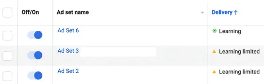 Learning phase status in Meta Ads Manager