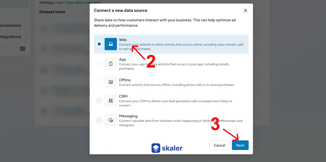 Connect Data Web option in Events Manager