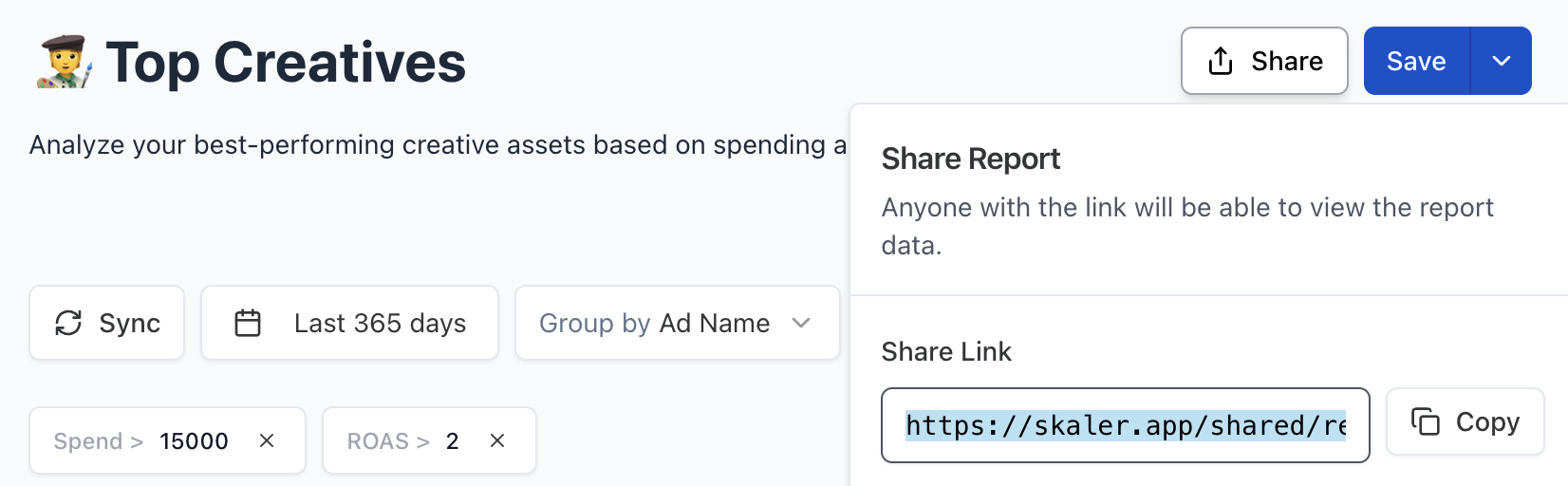 Shareable report example