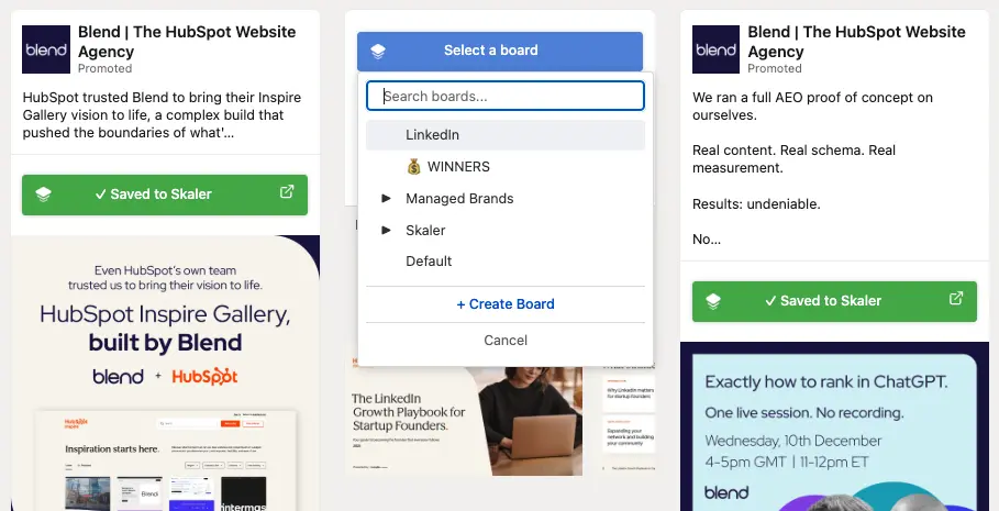 Skaler Chrome Extension on LinkedIn Ad Library