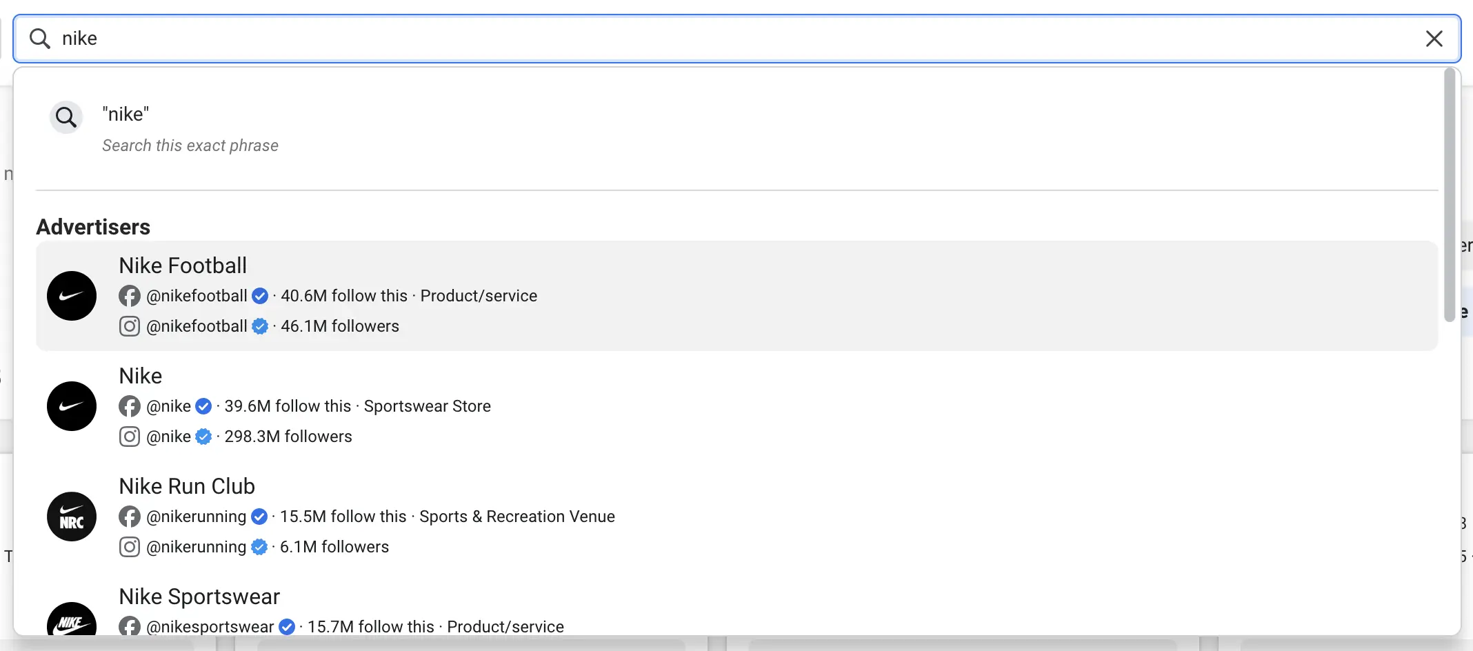 Brand Search in Meta Ad Library