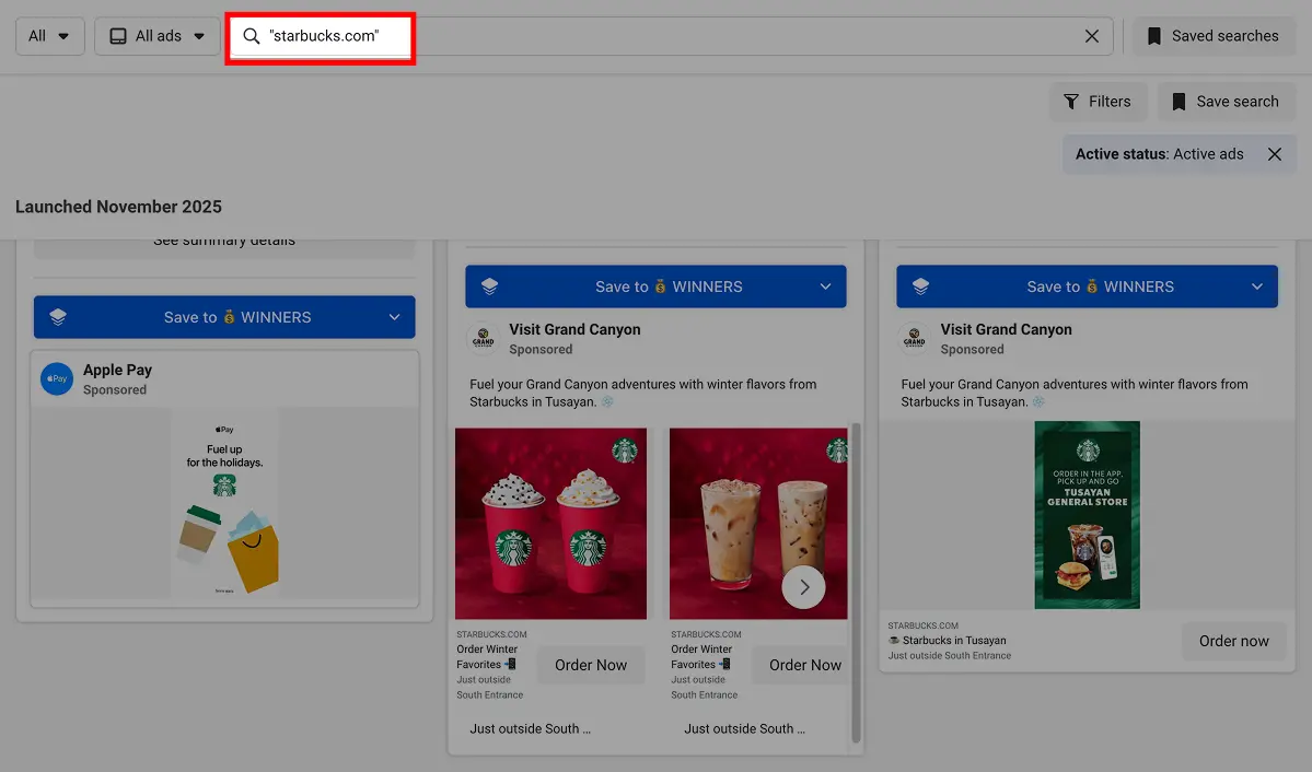 URL Search in Meta Ad Library