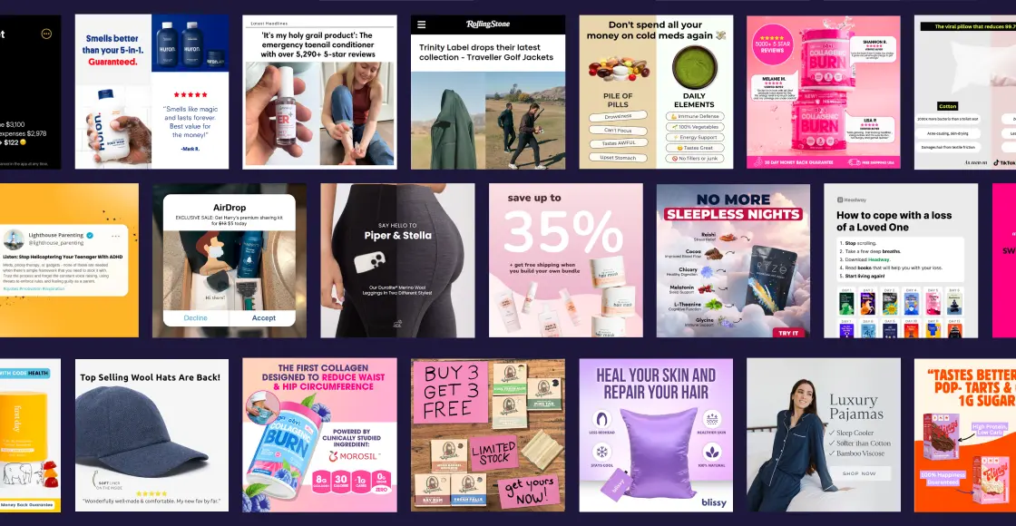 10 static ad patterns — visual grid