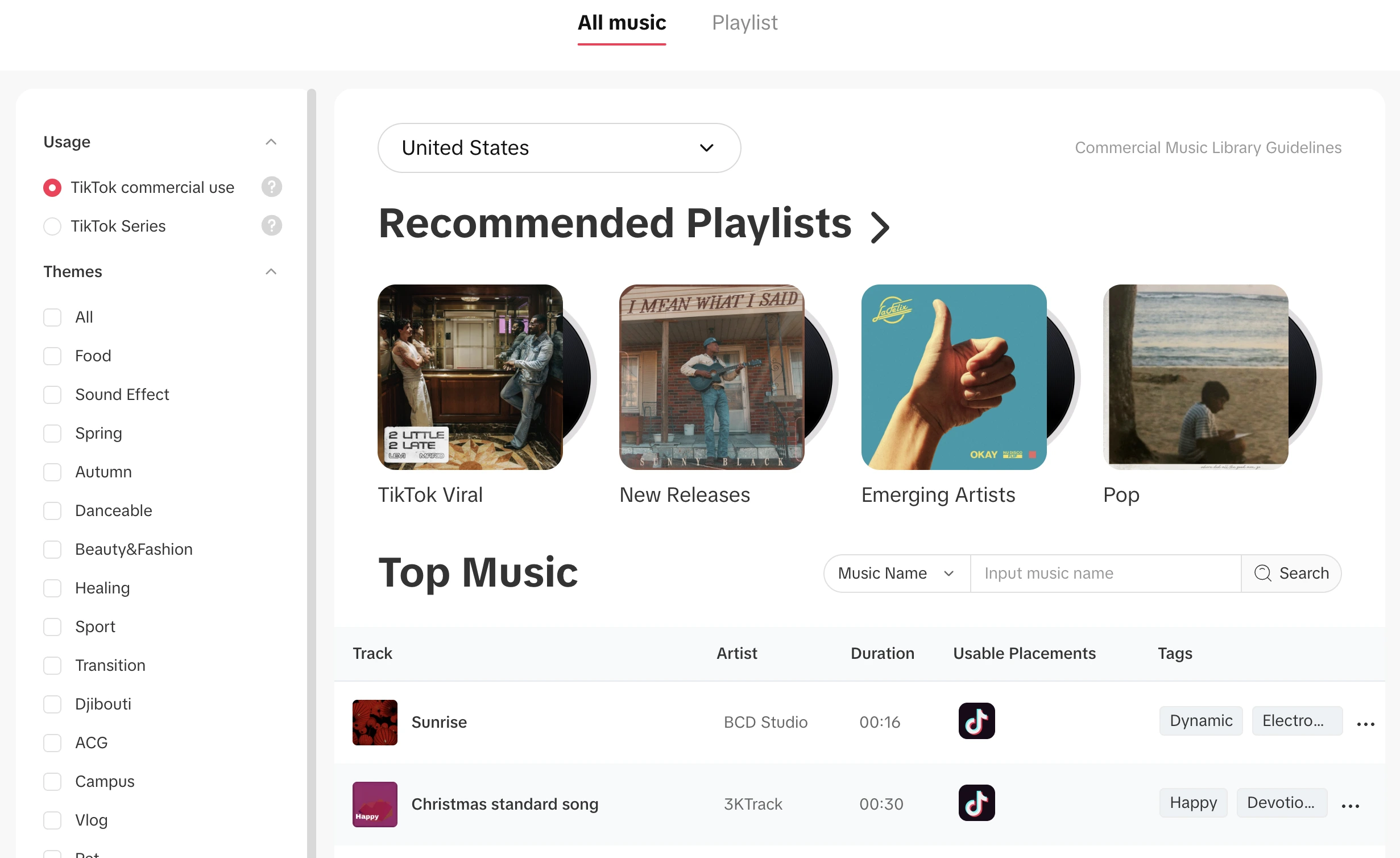 TikTok Commercial Music Library