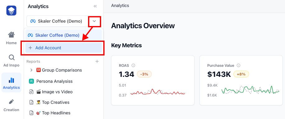 Connect ad account page