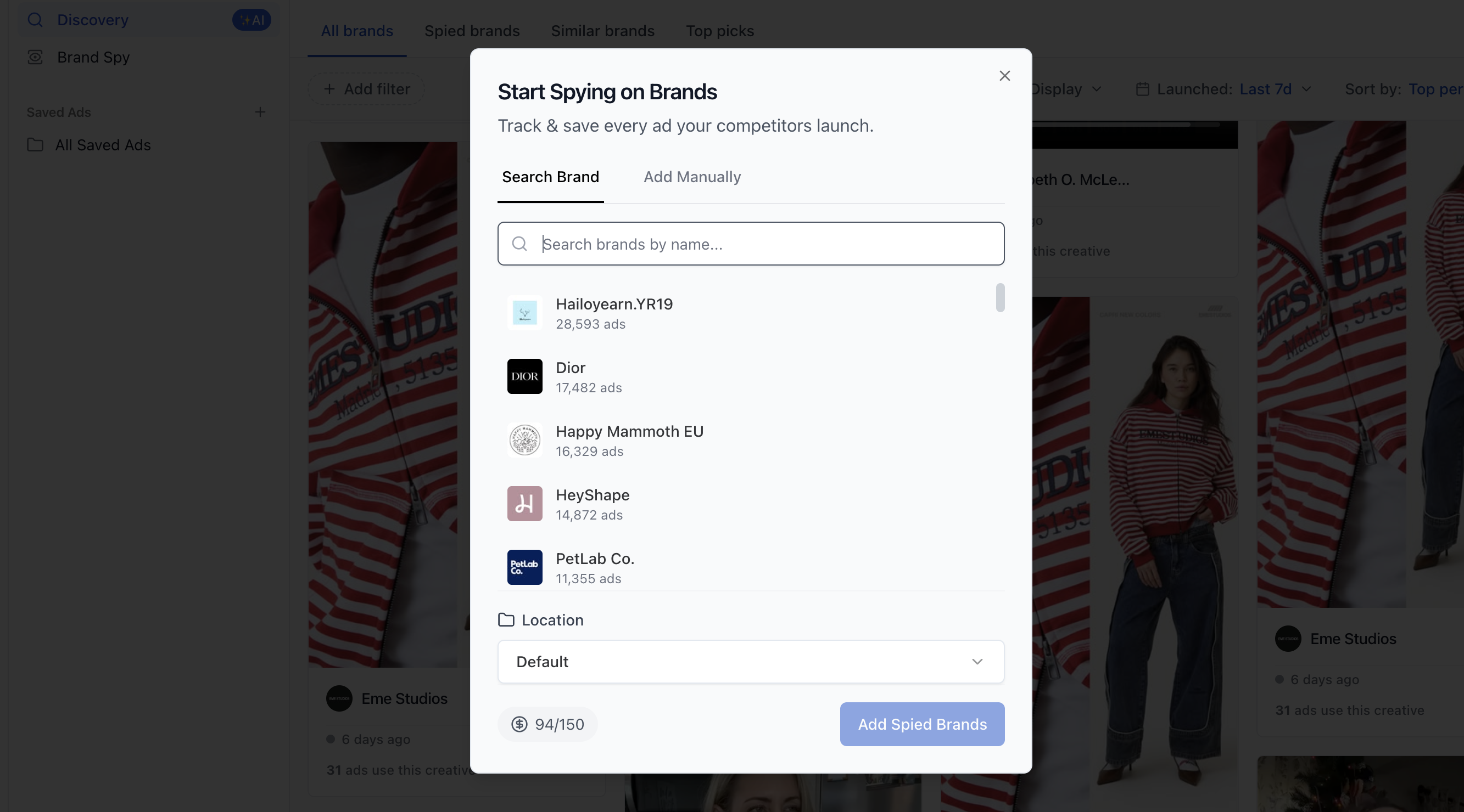Add brand modal