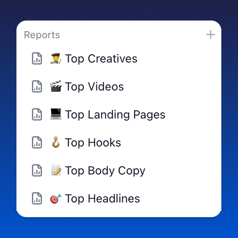 Template reports list