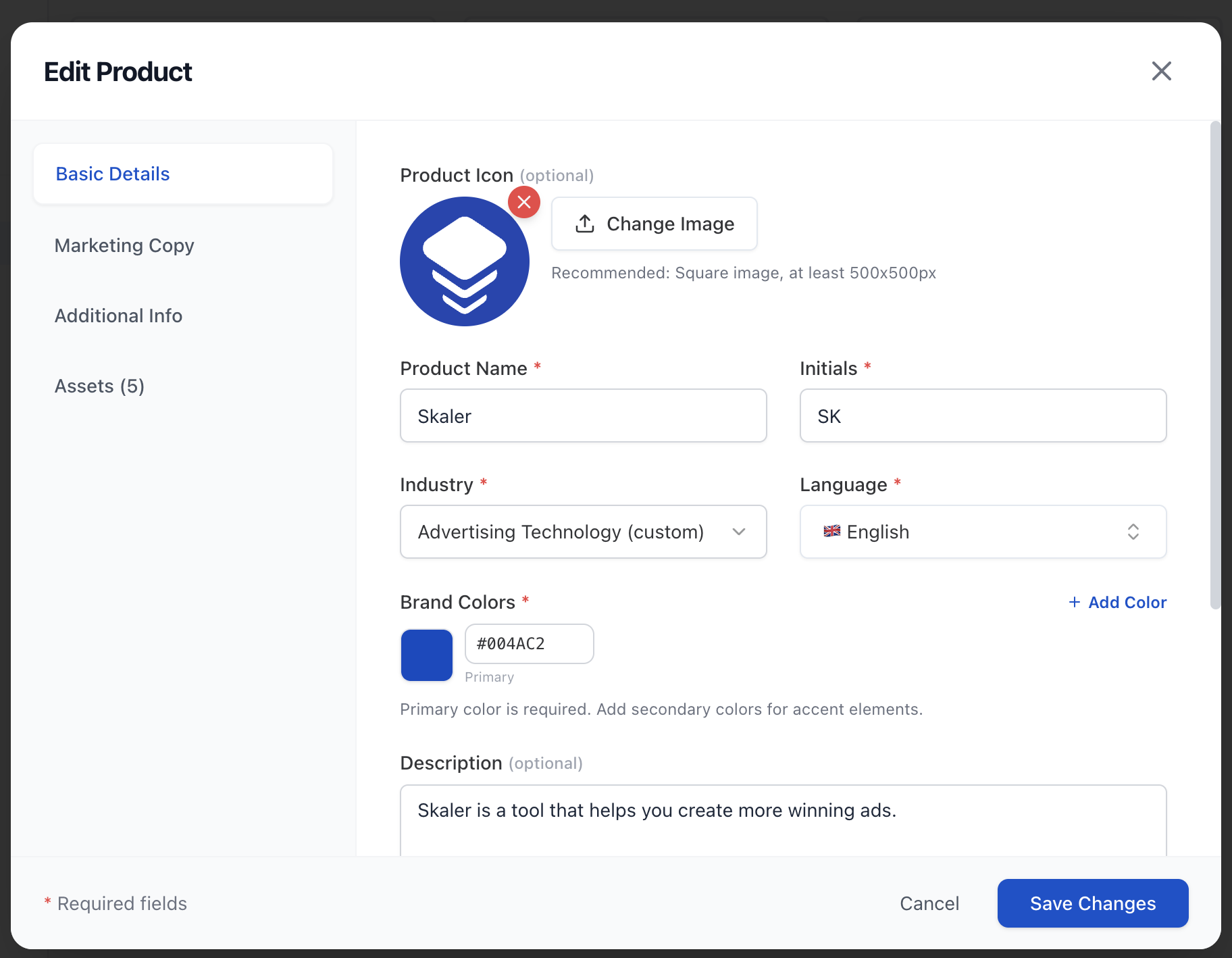 Product editor