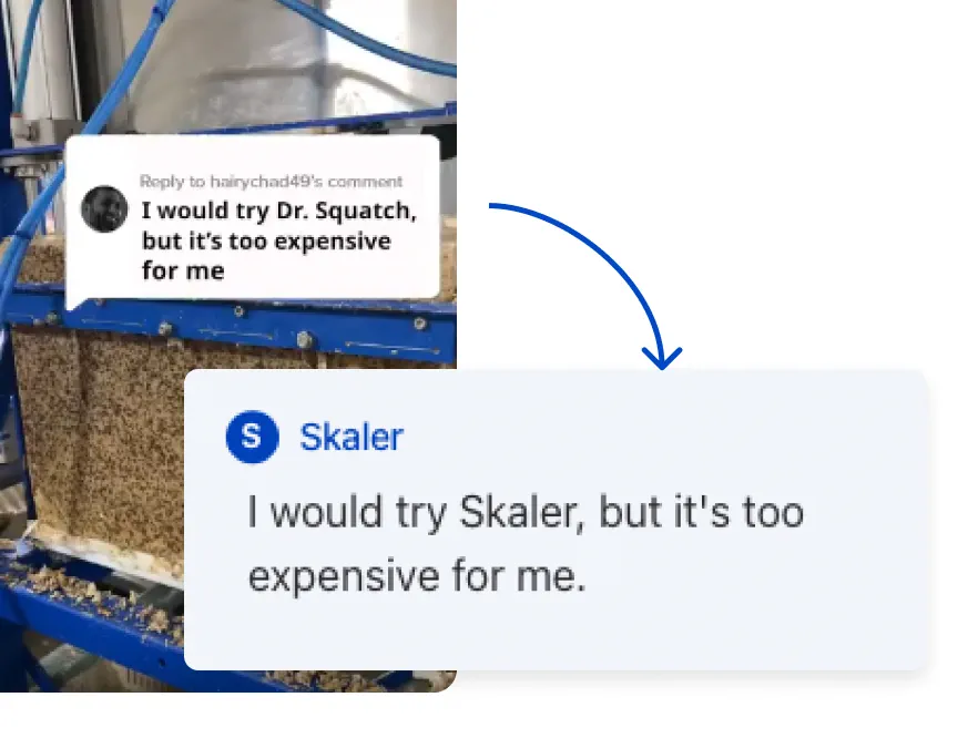 AI Video Script Generation - Skaler feature illustration showing Clone a video ad, and our AI will deconstruct its hook, story, and CTA to write a new, unique script...